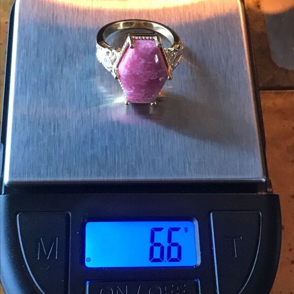 Art Deco Norwegian Thulite Sterling Silver Ring Size 7 - Picture 5 of 10